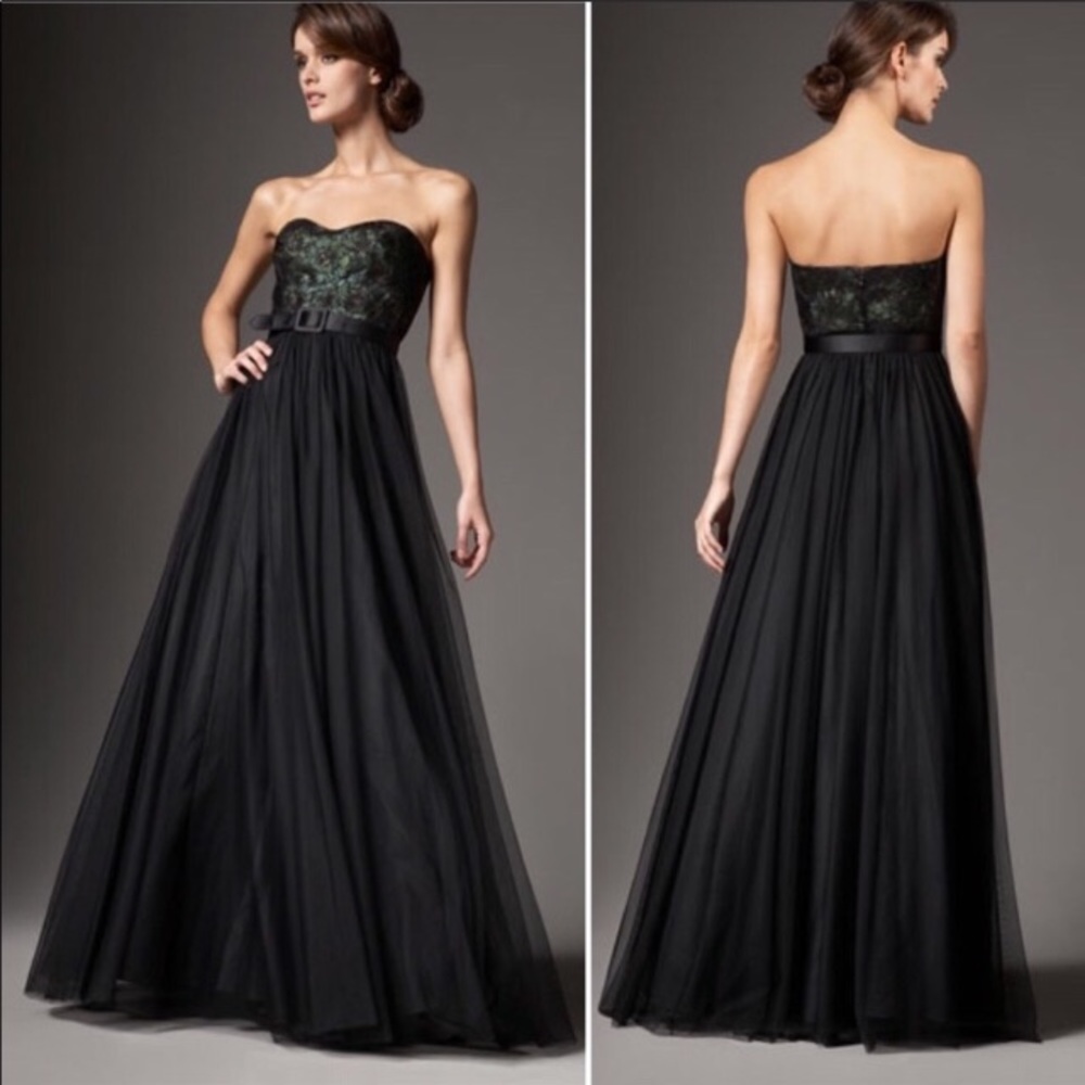 Aidan Mattox Strapless Peacock Gown size 8